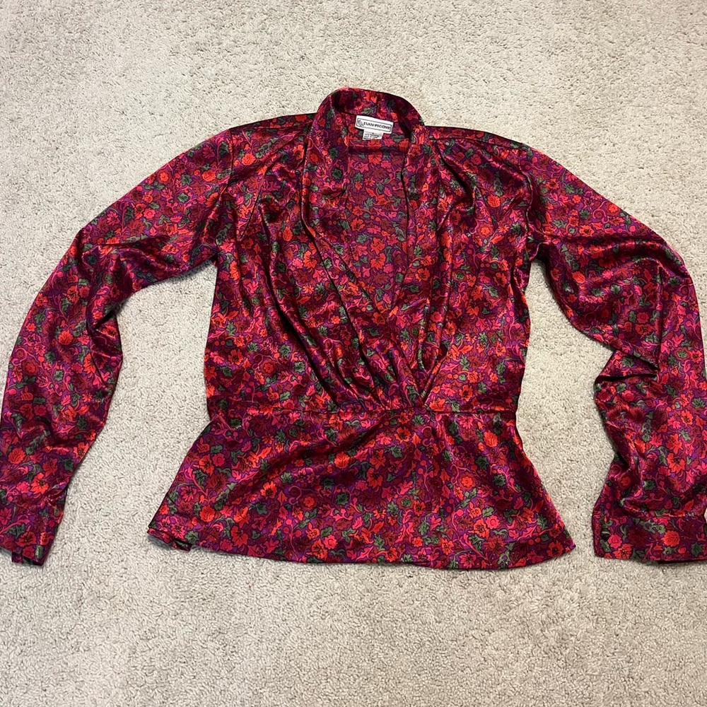 Floral Red Women's Top - Vintage